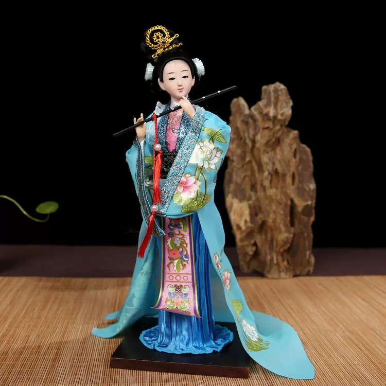 中国清朝绢人古代四大美人人偶家居装饰特色工艺品摆件送