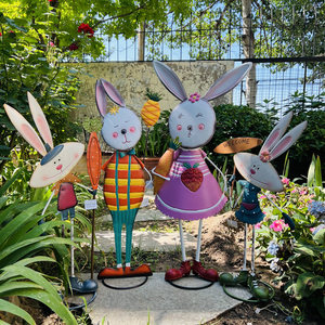 
American country style retro iron rabbit garden ornaments indoor outdoor balcony courtyard animal decoration groceries