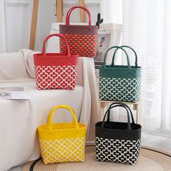 Woven Handbag ins Shopping Basket Beach Picnic Outdoor Hand-Carrying Vegetable Basket Versatile Fashionable Vacation Bag