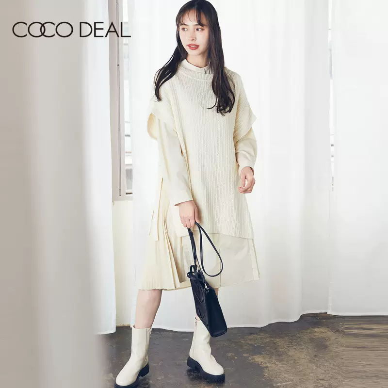 COCO DEAL春秋慵懒日系针织背心长袖衬衫连衣裙两件套女71115104 - Taobao