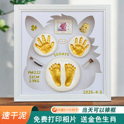 Year of the Horse Baby Hand and Footprint Clay Souvenir Newborn Full Moon Hand and Foot Print Creative Gift for 100 Days Keepsake Permanent Fetal Hair