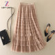 Mid-length mesh cake skirt women's versatile large sport skirt high-end temperament slim and high-waisted A-line skirt