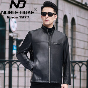 
Nobduke 8208 men's genuine leather leather jacket stand collar versatile leather motorcycle front layer cowhide casual jacket jacket