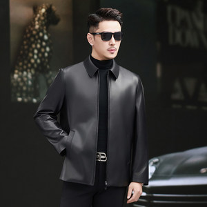 
New 8201 men's genuine leather leather jacket top layer sheepskin high-end lapel spring and autumn business casual leather jacket jacket