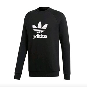 
Adidas Clover black and white big LOGO men's round neck knitted pullover casual sports sweatshirt CW1235
