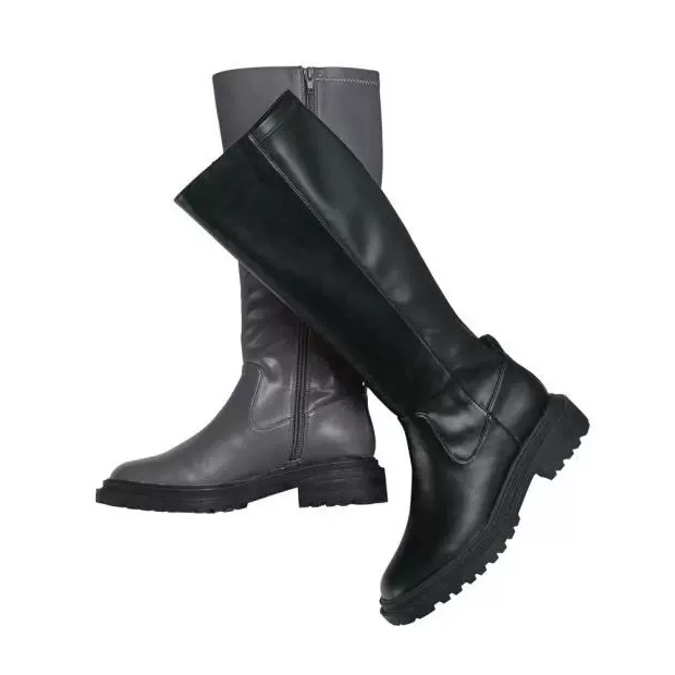 21年冬季新品日本代购背弹力型布料高雅合成皮革美腿高筒