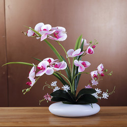 High-Quality Pu Artificial Butterfly Orchid Flowers for Living Room Coffee Table and Tv Cabinet, Light Luxury Decorative Ornaments
