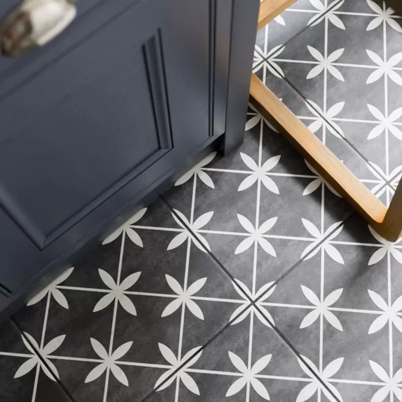 奇遇园灰色花砖卫生间地砖厨房防滑地板砖复古耐磨庭院阳台地砖