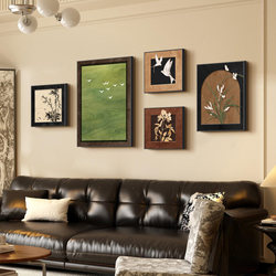 Medieval-Style Green Living Room Decorative Painting, French Retro Sofa Background Wall Hanging Painting, High-End and Grand Combination Mural