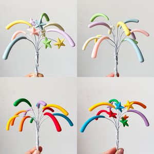 
New Chinese New Year soft glue colorful fireworks cake decoration plug-in colorful sparks New Year's Day baking decoration