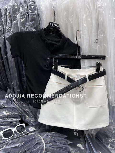 ADD hot girl short skirt 2024 summer new Korean version high waist slim multi-pocket design skirt A-line skirt women