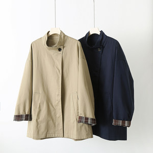 
Plaid curled long-sleeved casual and versatile Korean style 2025 autumn new loose casual windbreaker women's jacket V828