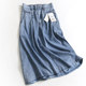 B316 solid color grinding white semi-elastic waist pocket A-line skirt mid-length skirt summer new women's skirt denim skirt skirt skirt