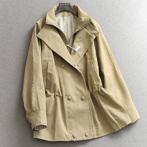 
Solid color pleated waist slimming raglan long-sleeved windbreaker 25 autumn new commuter casual jacket for women M263