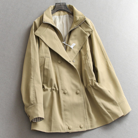 
Solid color pleated waist slimming raglan long-sleeved windbreaker 25 autumn new commuter casual jacket for women M263