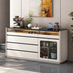 Solid Wood Sideboard with Integrated Tea Bar and Storage Cabinet, Light Luxury 2026 New Model, Living Room Wall-Mounted Tea Side Cabinet, Water Bar Counter