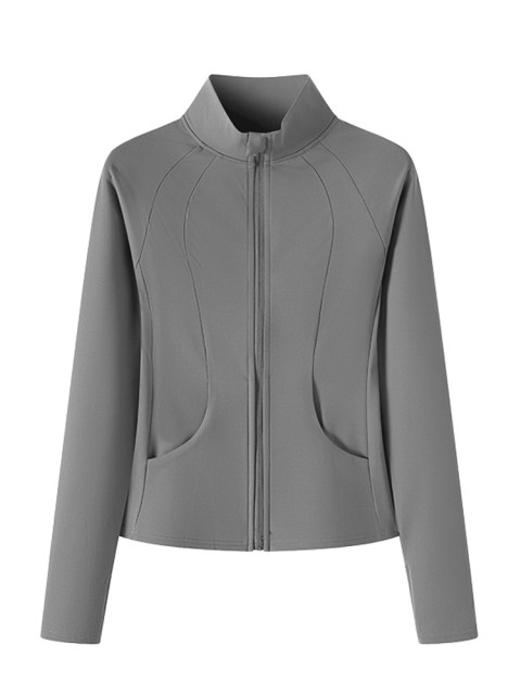 2025 Spring and Autumn New Yoga Clothing Women's Top Long Sleeve Plus Fleece Large Size Slim-fitting Leading Running and Cycling Sports Jacket
