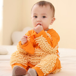 Baby Mop Crawling Suit, Baby Floor Cleaning Outfit, Crawling Clothes, Children's One-Piece Clothing, Knee Pads, Anti-Dirt, Spring and Autumn Thin Style