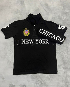 
Summer men's sports polo shirt T-shirt embroidered lapel golf casual T-sleeved top Chicago New York black