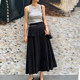 2025 spring and summer new high-waisted A-line skirt large size women's slim and versatile pocket workwear mid-length skirt