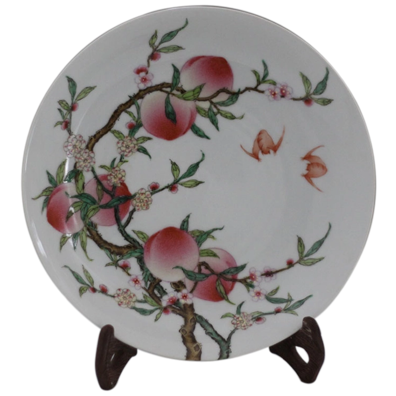 粉彩仿乾隆年制六桃盤福壽手繪仙桃小果碟瓷器果盤乾隆手繪盤