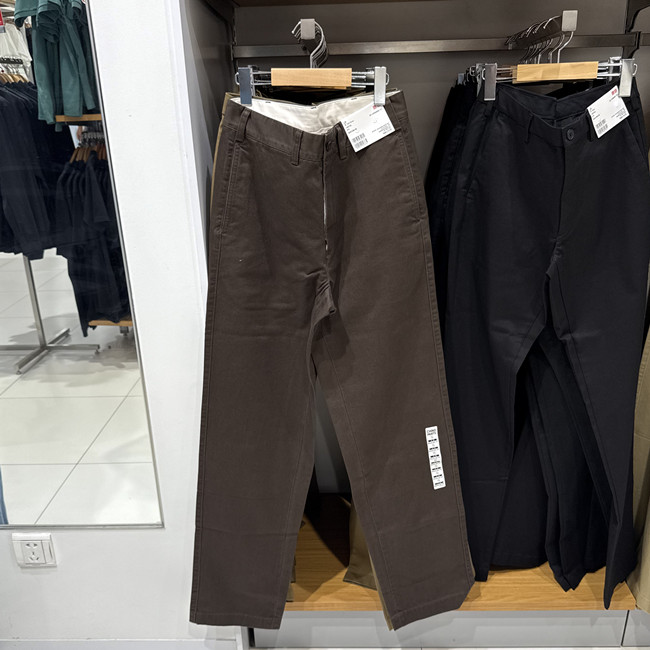 Прямые брюки со складками Uniqlo — мужские и женские повседневные брюки 488458 479424