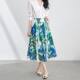 2506312-High-end French commuting printed tinsel-meat vacation style skirt with large swaying women's summer long skirt with southern oil