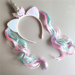 Unicorn Headband Wig Children's Hair Accessories Cute Cartoon My Little Pony Headband Hairpin