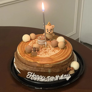 Sam cake diy decoration thousand layer blowing candles dark bear cake ornaments children's birthday homemade plug-in l