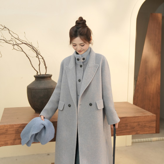 
Idika double-sided wool coat and vest two-piece suit mid-length Korean version with versatile temperament and slimming autumn and winter new style
