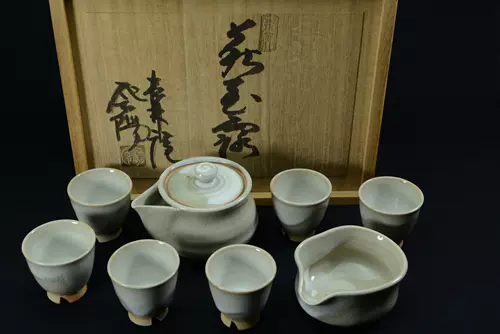 【新品】萩焼　煎茶器揃い　玉村登陽　松林庵 新品】萩焼 煎茶器揃い 玉村登陽 松林庵 萩焼 煎茶器特