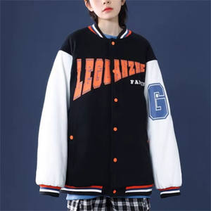 517 American retro color block baseball uniform cotton jacket trend ins student couple casual versatile knitted cotton jacket jacket
