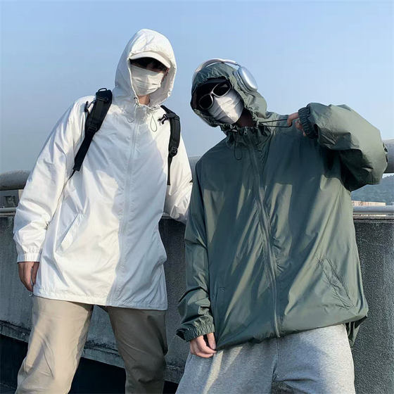 
25B10A2 summer thin skin coat Hong Kong style couple loose casual sun protection clothes outdoor hooded sports jacket