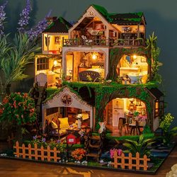 New DIY Cabin Fairy Tale Forest Hand-Assembled Building Block House Construction Toy Model Villa Birthday Gift