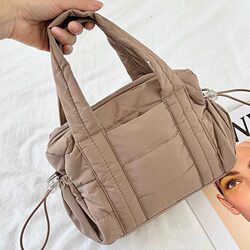 Cotton Soft Fluffy Handbag Women's Lightweight Travel Bag Mini Gym Bag with Detachable Large Capacity Crossbody Bag