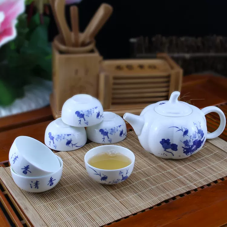 茶碗 中国茶 功夫茶器 新中式スタイル 青花 手描き 銀彩 花柄