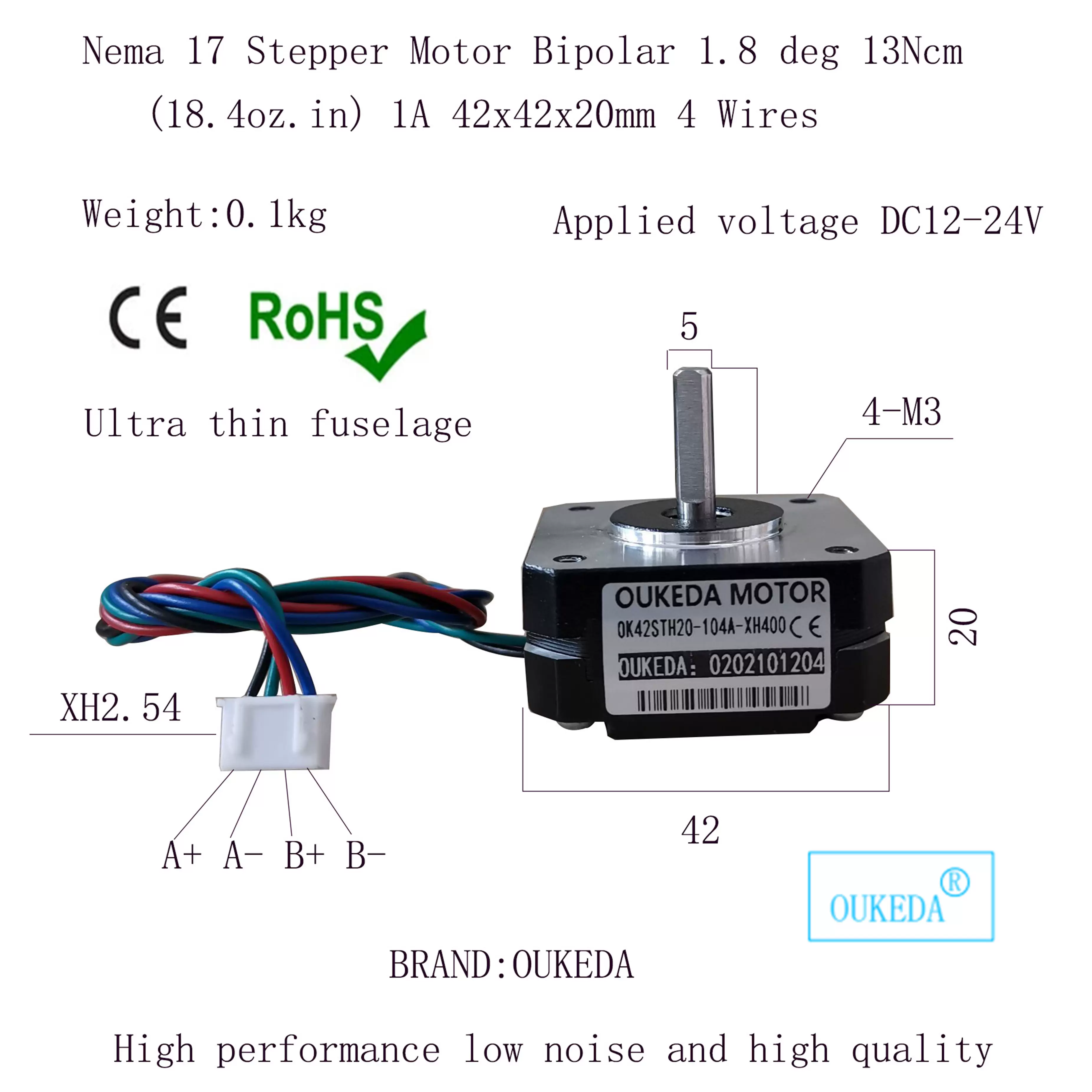 Nema 17 Stepper 13ncm, Stepper Motor, Nema 17 20mm, Nema17 20mm