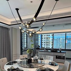 Modern Minimalist Dining Room Belt Chandelier Nordic Art Villa Duplex Open-Air Living Room Staircase Bar Combination Lighting Fixtures