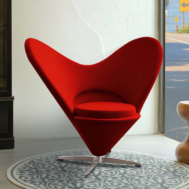 Designer heart-shaped chair, red petal sofa chair, rotating single ...