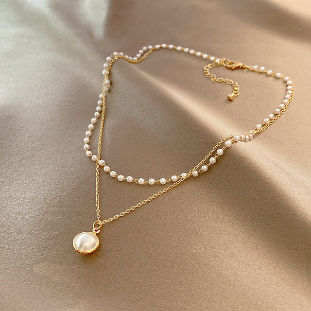 Outlet brand discount store removes cabinets from clearance, picks up leaks, double-layered pearl clavicle chain outlets women's accessories trend 1