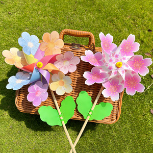 
Cherry Blossom Windmill Pink Scenic Area Photo Arrangement Spring School Insertion Cherry Blossom Festival Outdoor Children's Toy Handheld