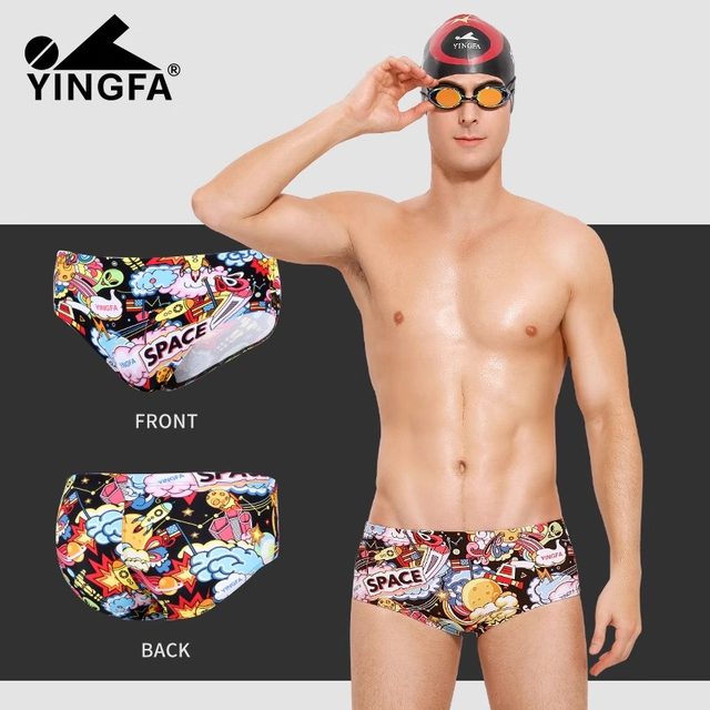 Yingfa swimming briefs small boxer angle men's vertical stripes professional breathable waterproof comfortable quick-drying swimming trunks for adults and children