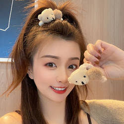 Plush Teddy Bear Hair Clip, Autumn and Winter Hair Accessory, Half-Tied Bangs Clip, High Ponytail Hairpin, Women's Hair Accessory
