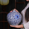 Jingdezhen ceramics blue and white porcelain vase ornament living room flower arrangement retro home decoration hand-painted antique porcelain vase