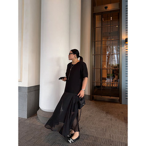 
Pencil Xiaoxin large size women's clothing simple style mesh smart slimming splicing dress