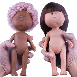 
24cm potato doll mia doll naked doll suit Waldorf handmade girl DIY curly hair black leather doll
