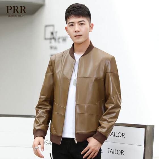 
New genuine leather jacket, sheepskin short style, fashionable youth leather jacket, casual and handsome baseball uniform, thin jacket, trendy