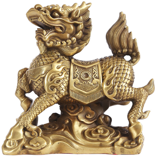 Brass unicorn ornaments, a pair of new Chinese style home office ...