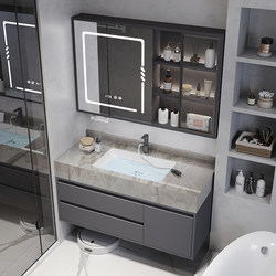 Modern Minimalist Slate Ceramic Seamless Integrated Basin Bathroom Cabinet Combination Washbasin Sink Vanity
