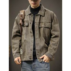 Spring and Autumn Heavy Retro Washed Men's Denim Jacket Loose Large Size Autumn Trendy Stitching Casual Work Clothes